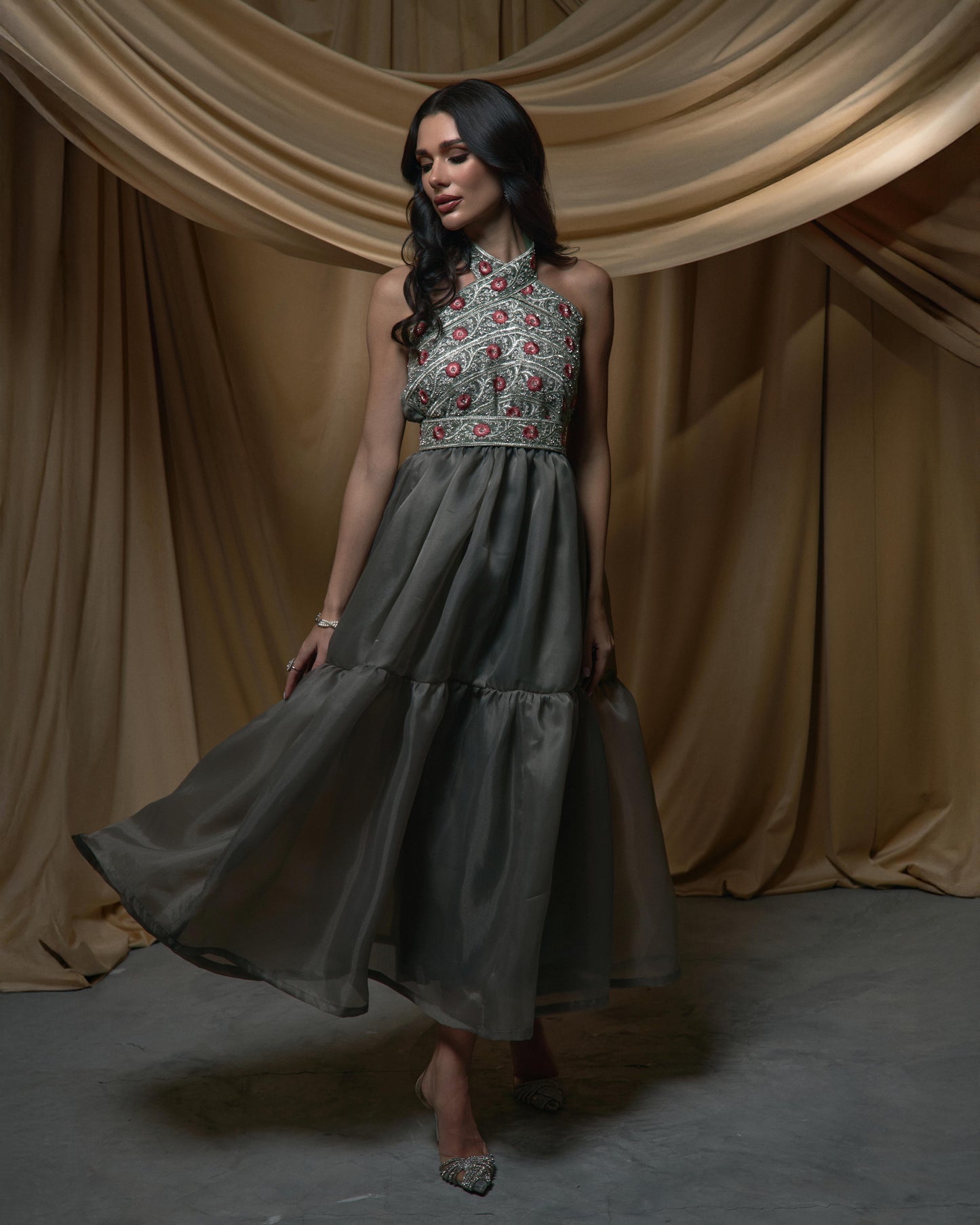 Organza Jelwa Dress - Olive
