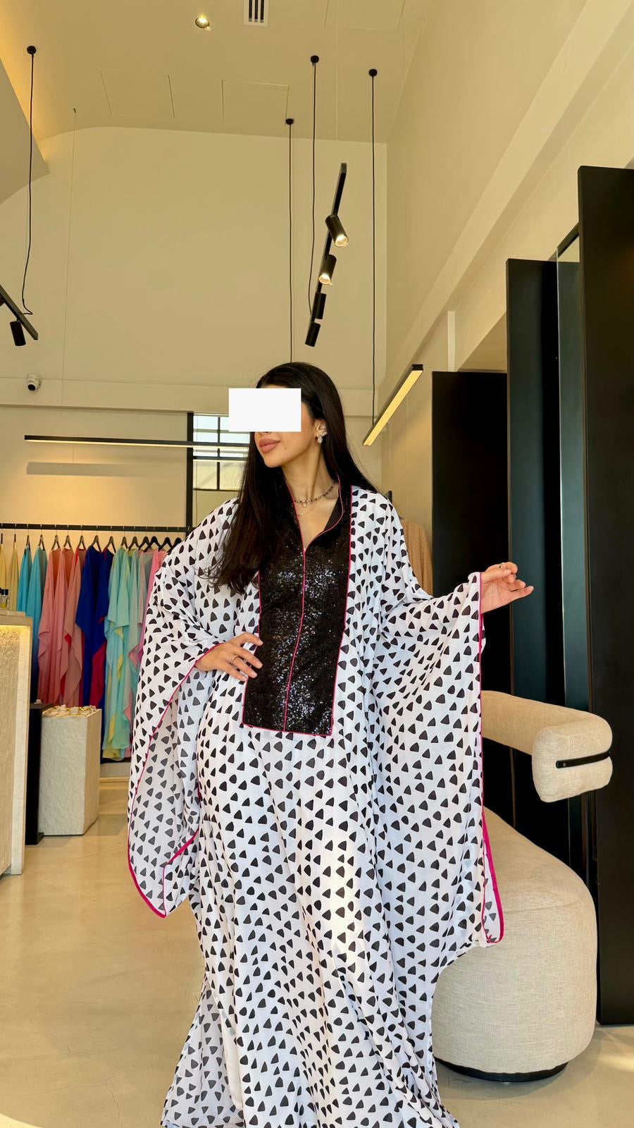 Summer floral kaftan - Shiffon x sequin Polka Triangles