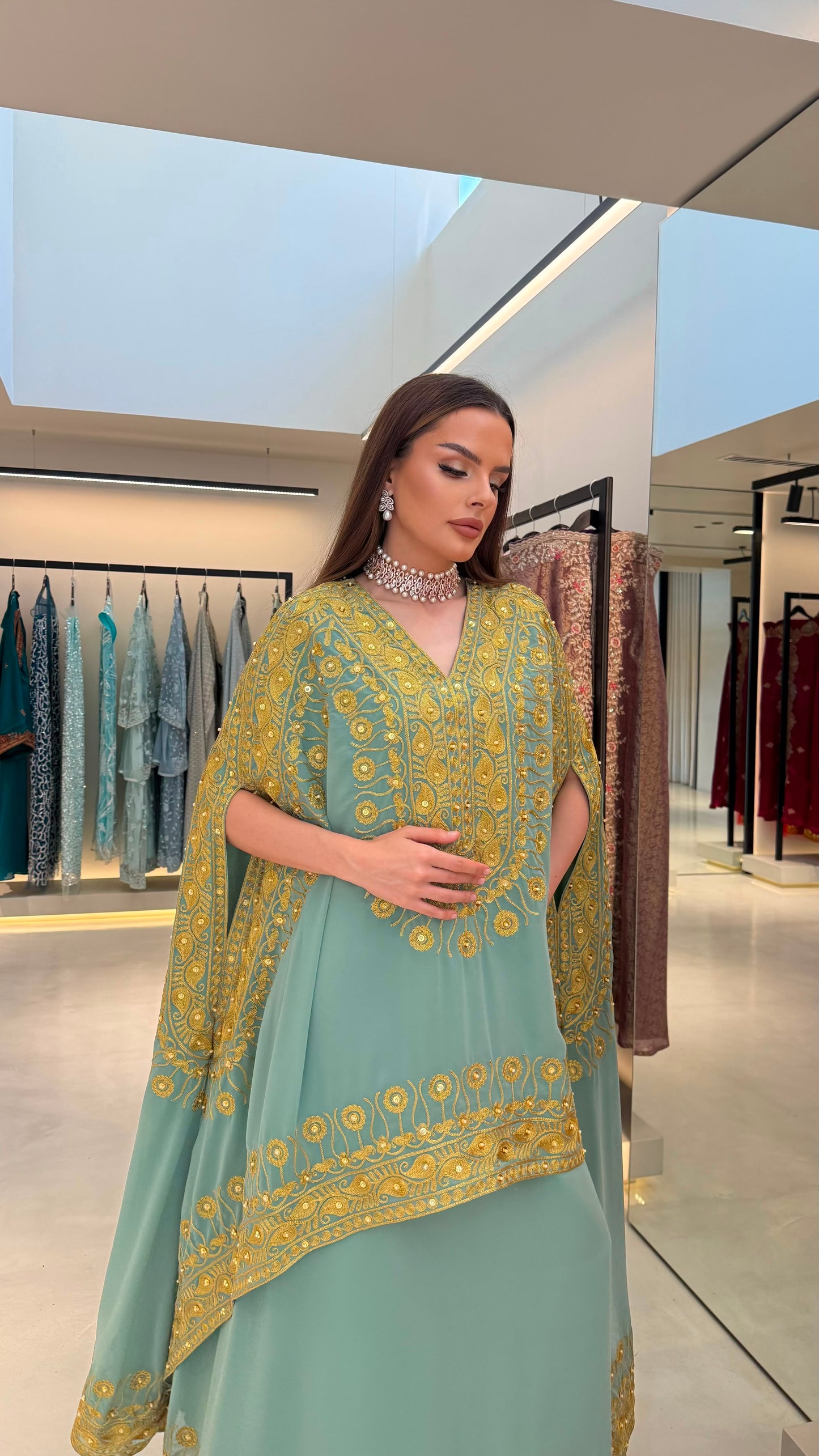Cape Nashel Jelwa kaftan - Mint