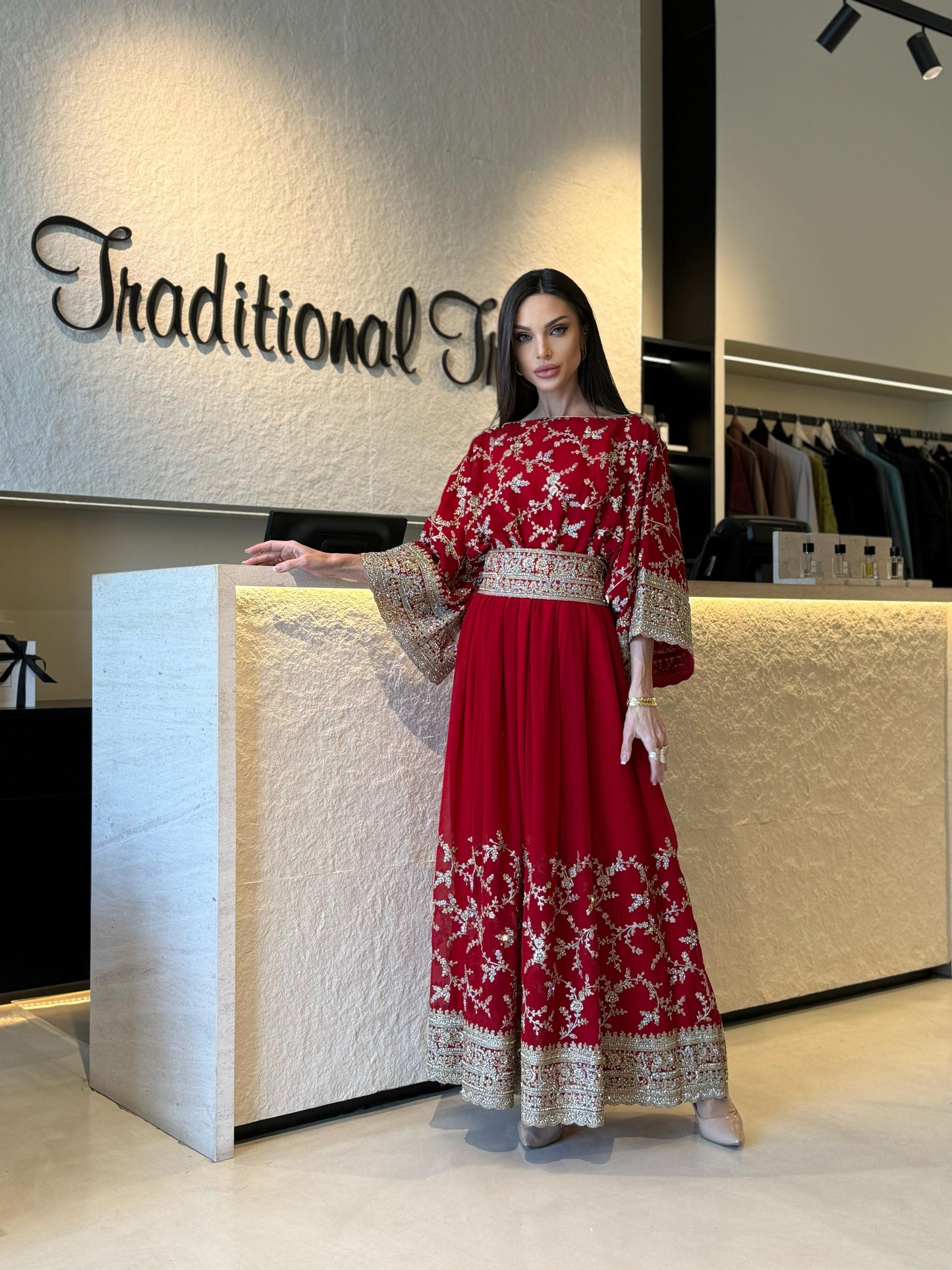 Jelwa Flare Dress -Red