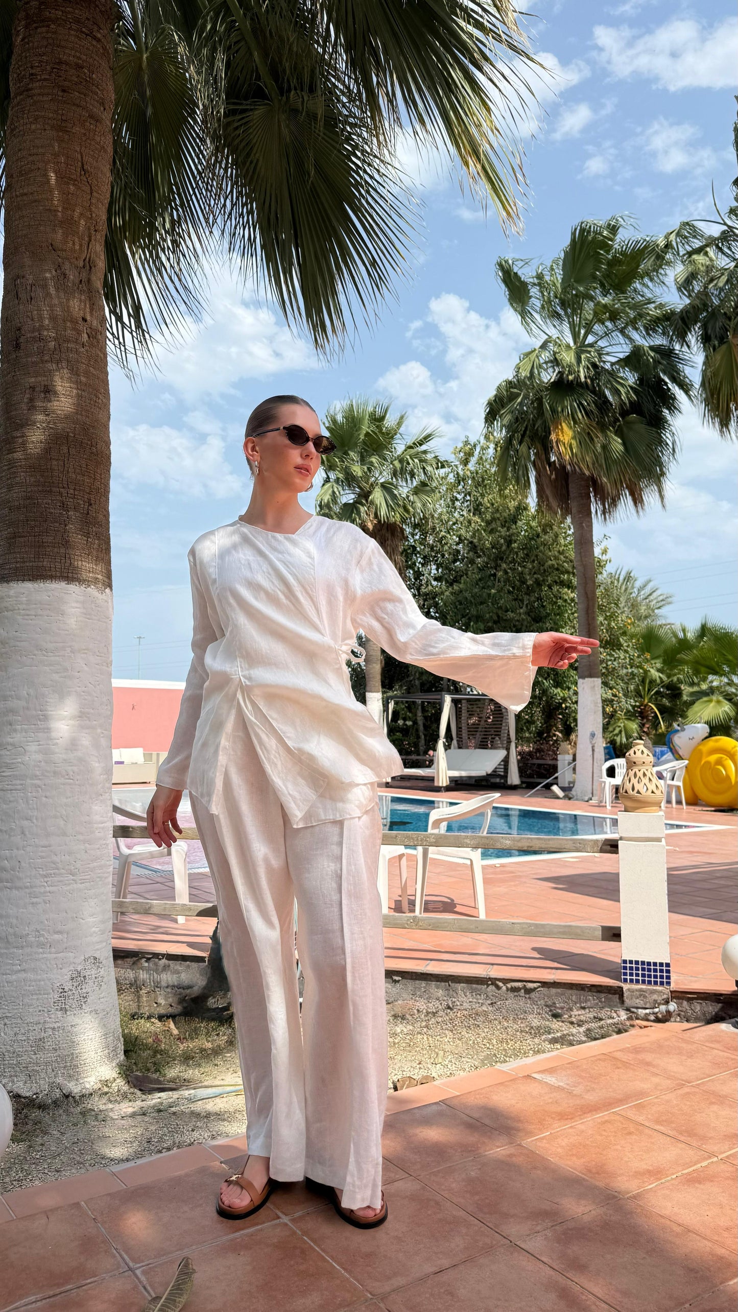 TT Summer wrapped Linen Set- white
