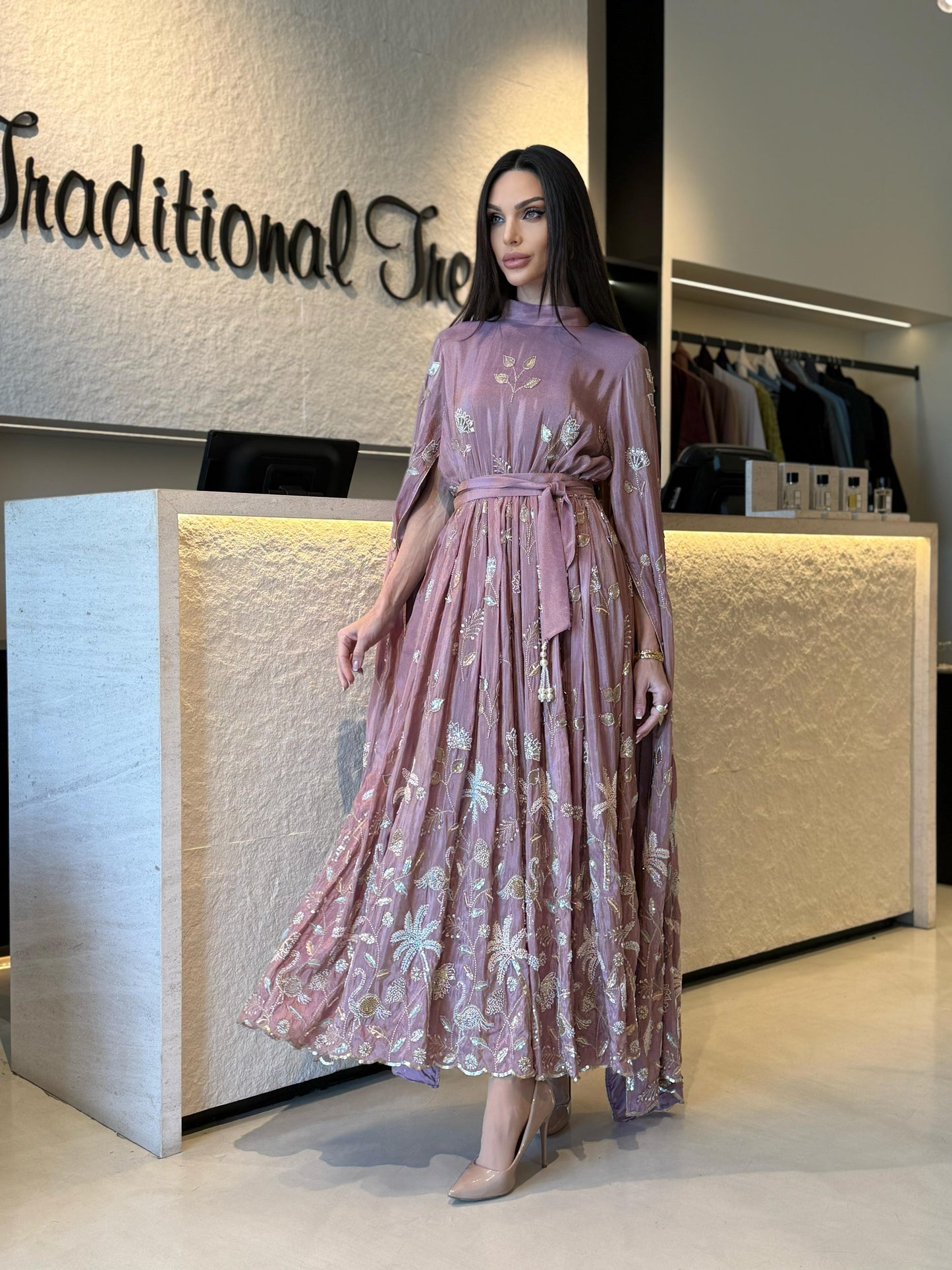 Jelwa kaftan Dress- Nude x embellishments