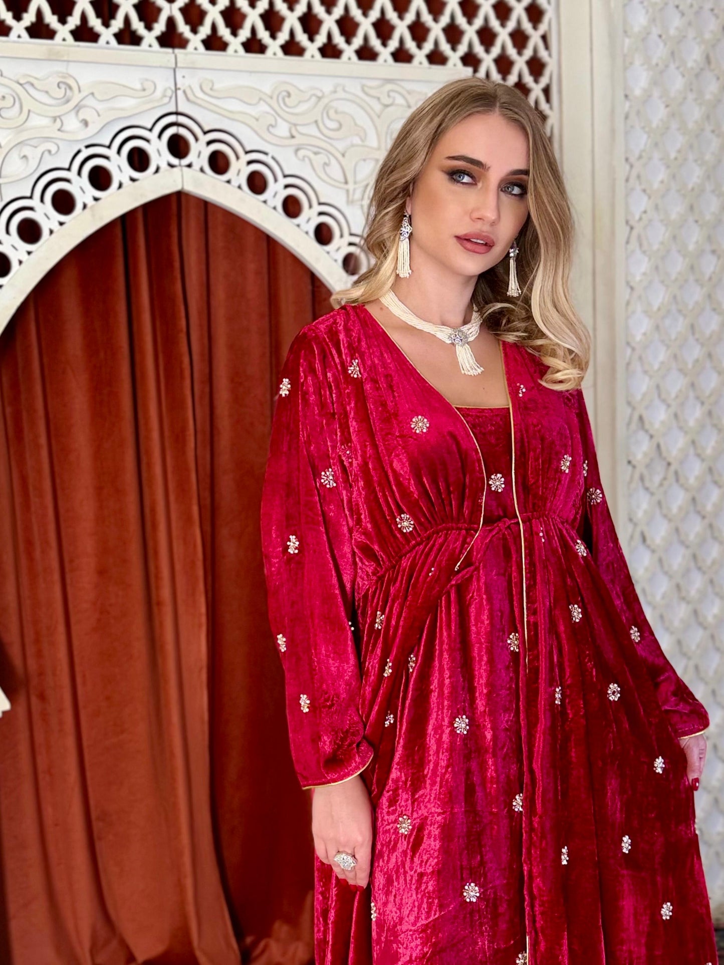 Velvet Maroon Kaftan
