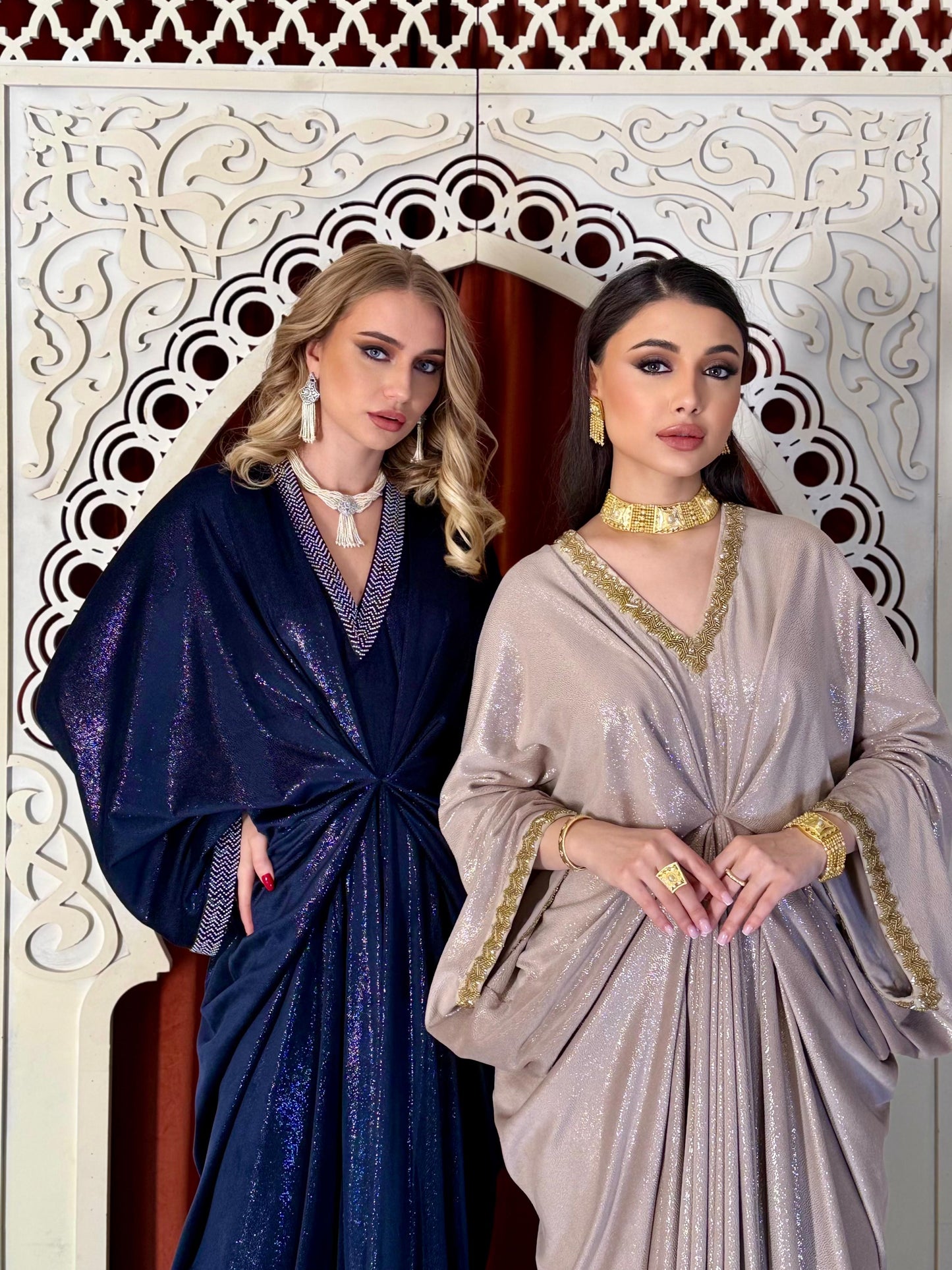 Velvet Draped Kaftan- Cream