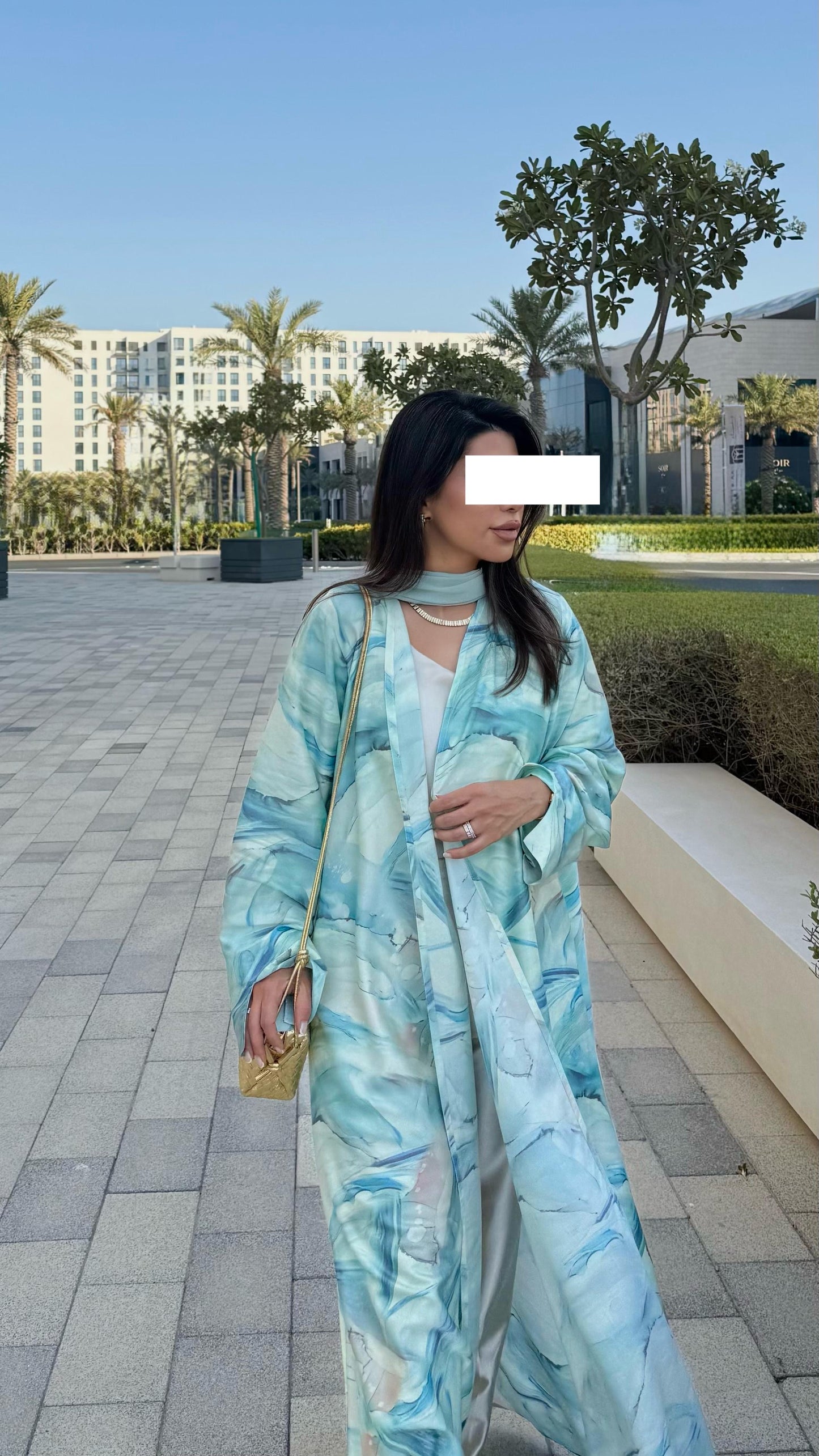 Silky motion Abaya -Blue