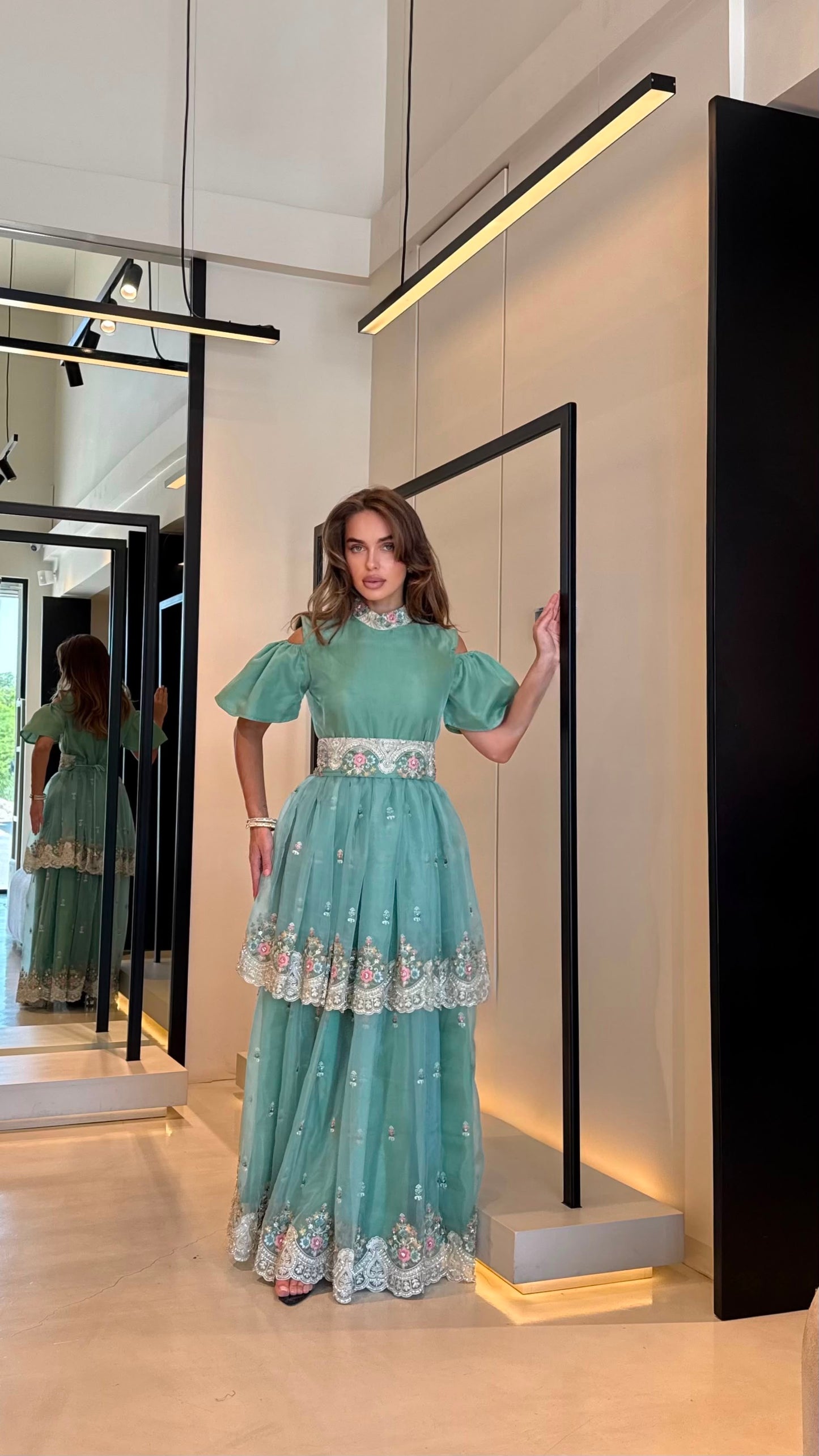 Cutout Jelwa Kaftan Dress-Tiffany