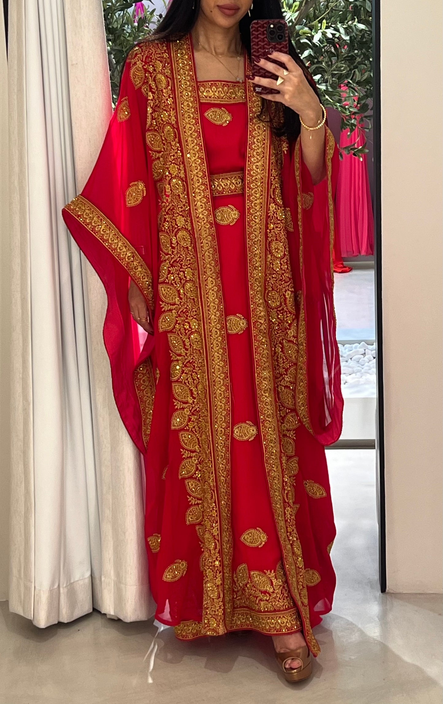 Nashel Jelwa kaftan - Red
