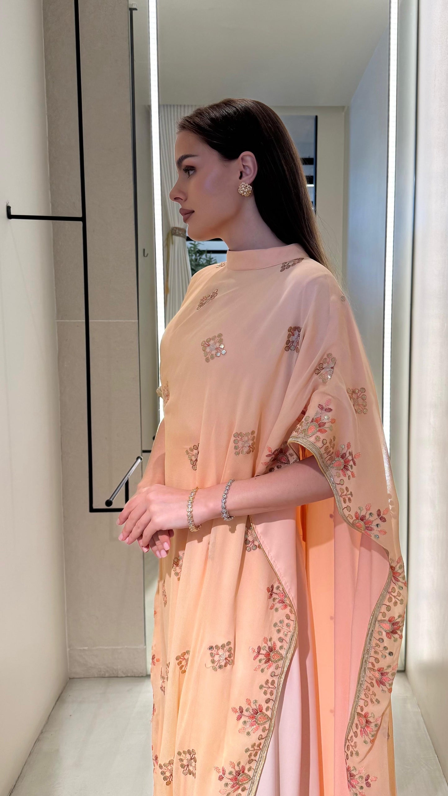 Flowy Jelwa Kaftan- Peach