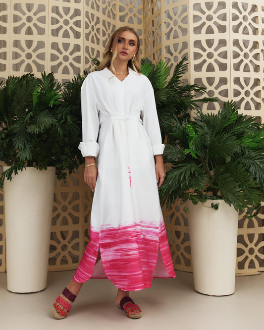 TT Signature Summer Dress- white x pink