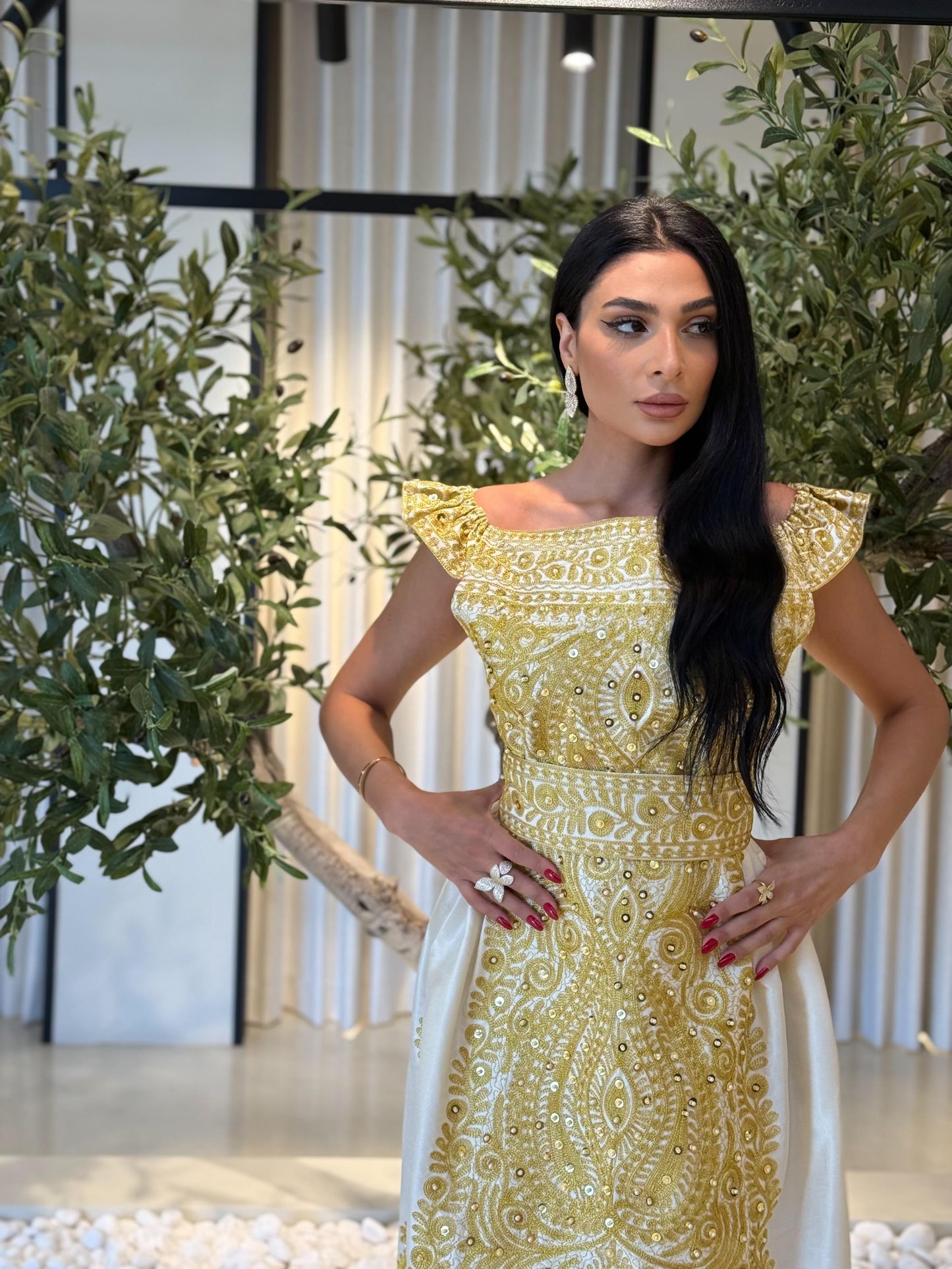 Jelwa Nashel Dress - white x gold