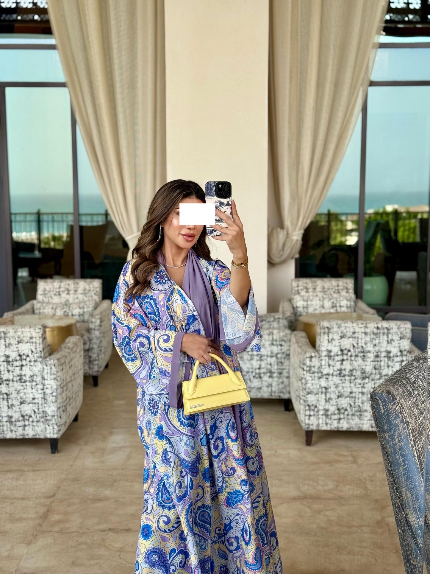 Summer Abaya - Purple Prints