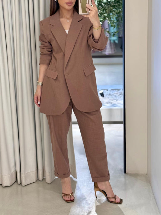 The linen summer Suit- mocha