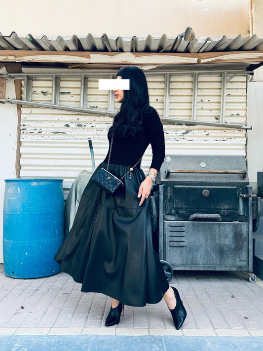 Winter Dress - Midi Leather x Black