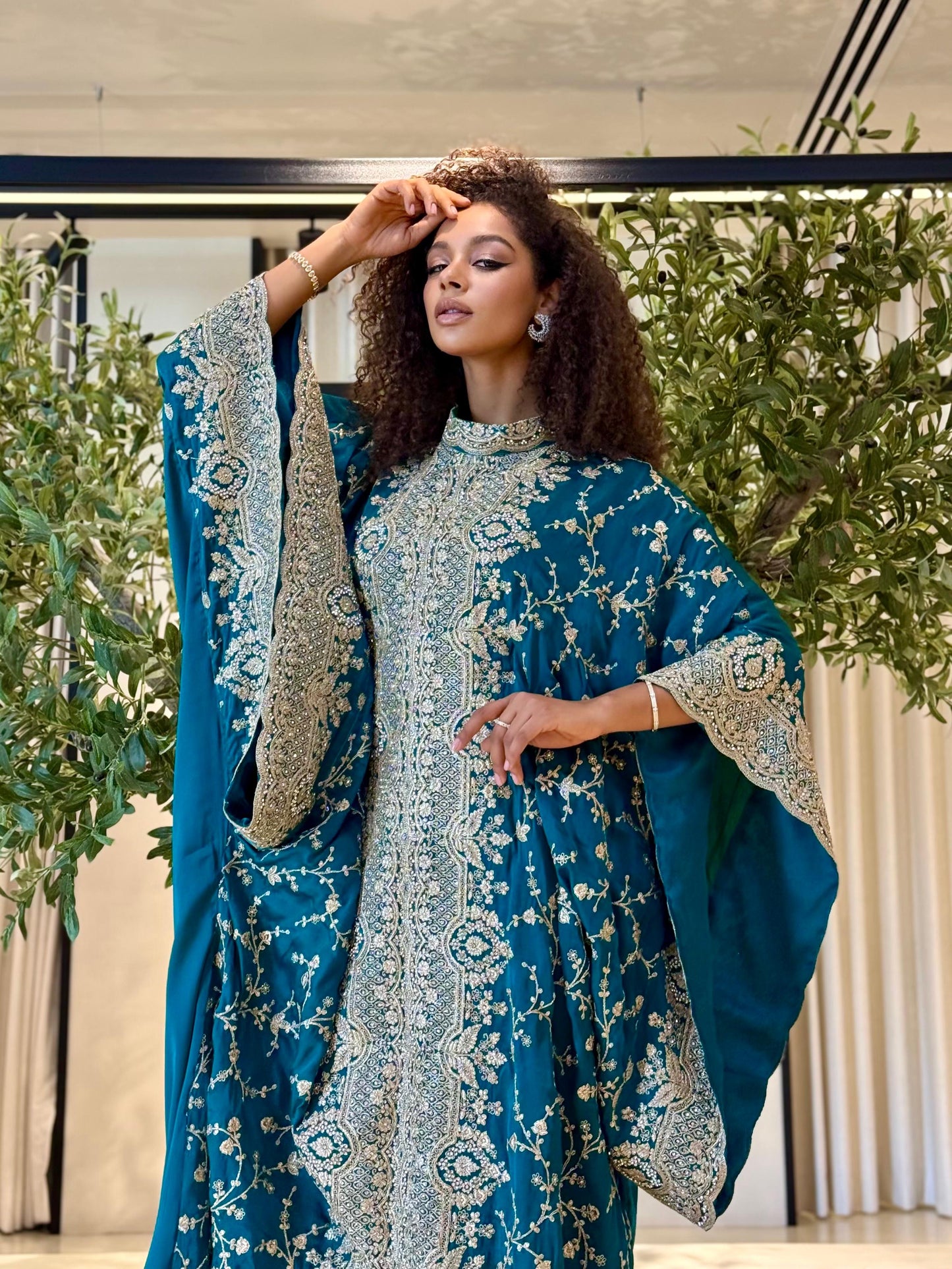 Jelwa Nashel Kaftan-Greenish Blue