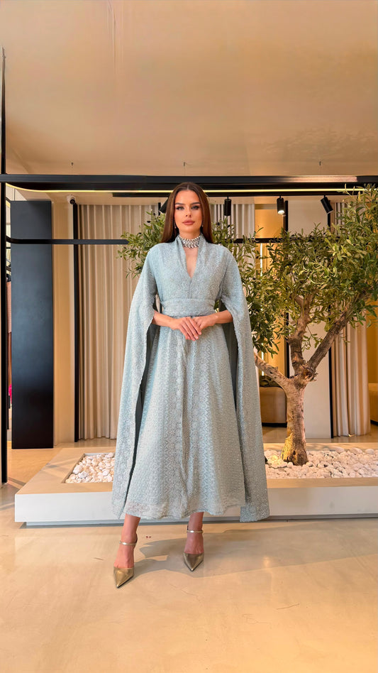 Cape Long sleeves Jelwa kaftan - Bluish Grey