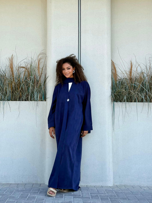 Velour Abaya- Navy Blue