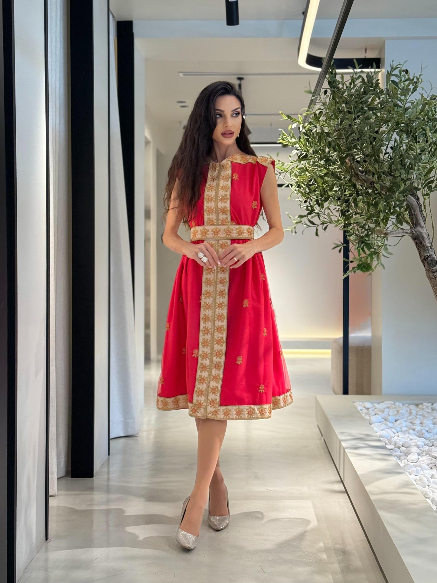 Short Tulle Jelwa Dress- red
