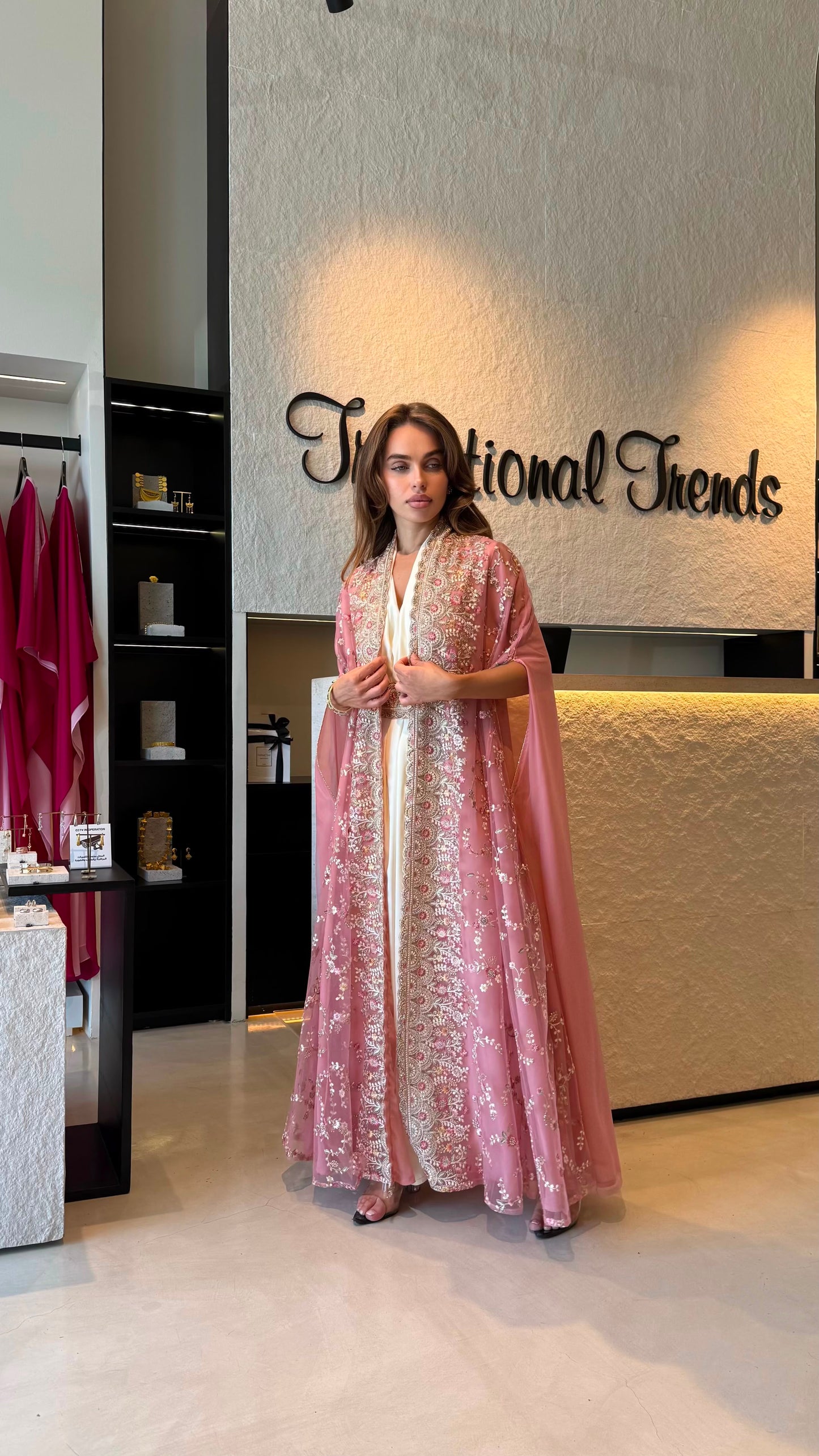 Open Cape Jelwa Kaftan -Pink