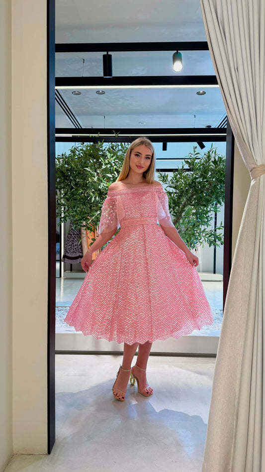 Midi fully embellished Jelwa Dress bridal- candy
