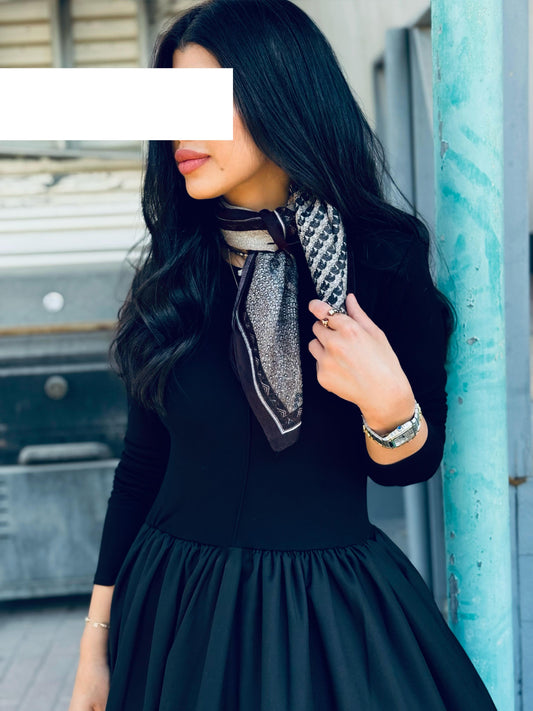 Winter Dress - Midi x Black x scarf