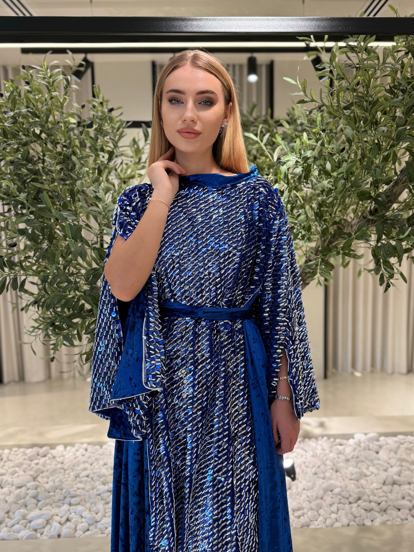 Jelwa kaftan - Sequin x Velvet Royal Blue