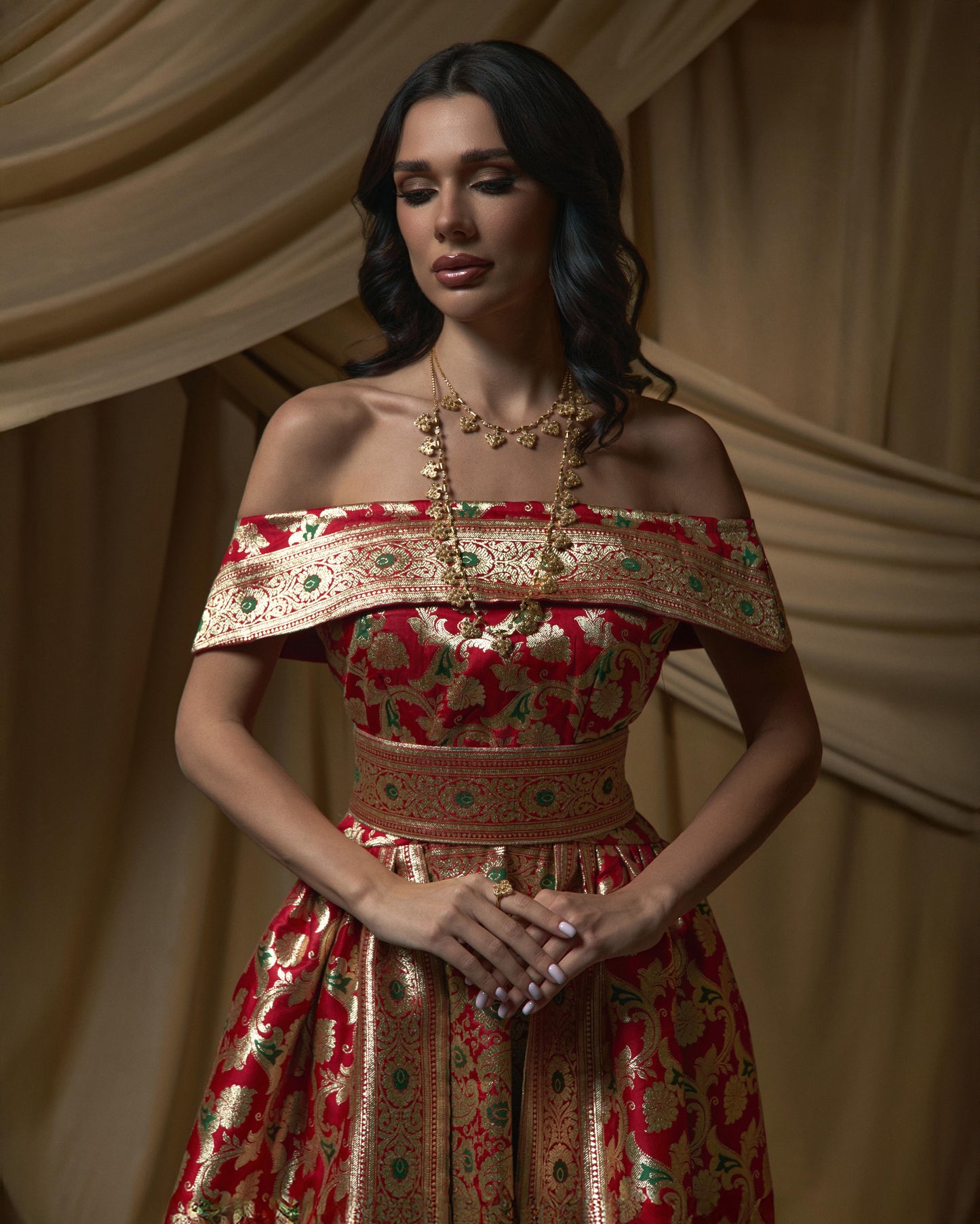 Brocade Bridal- Red x Gold