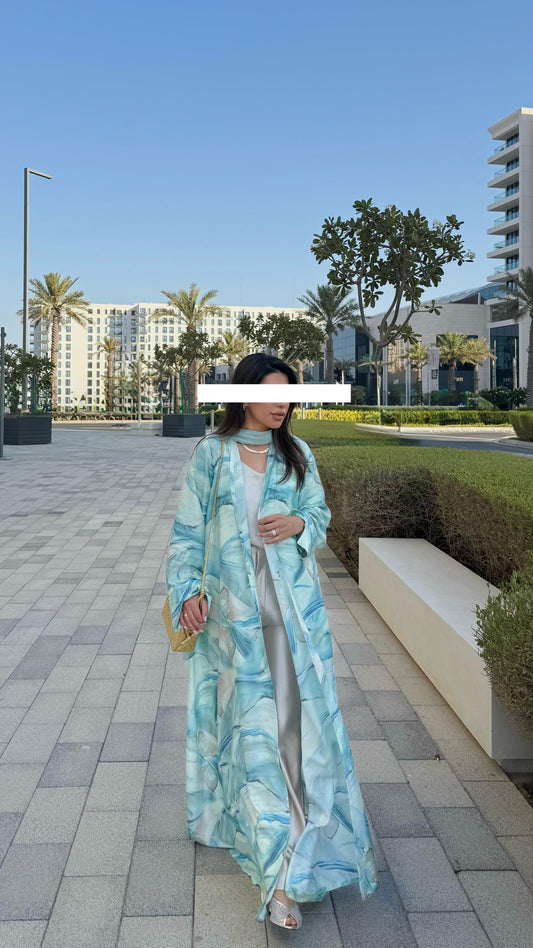 Silky motion Abaya -Blue