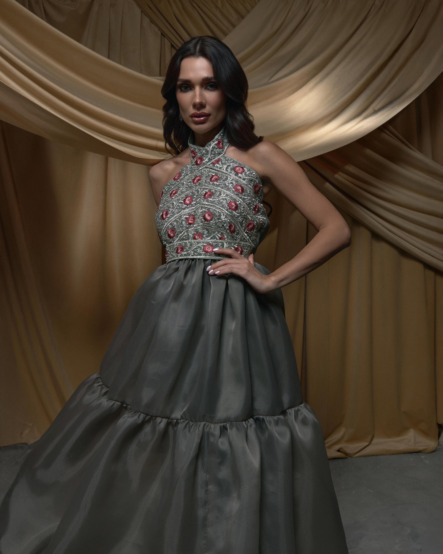 Organza Jelwa Dress - Olive