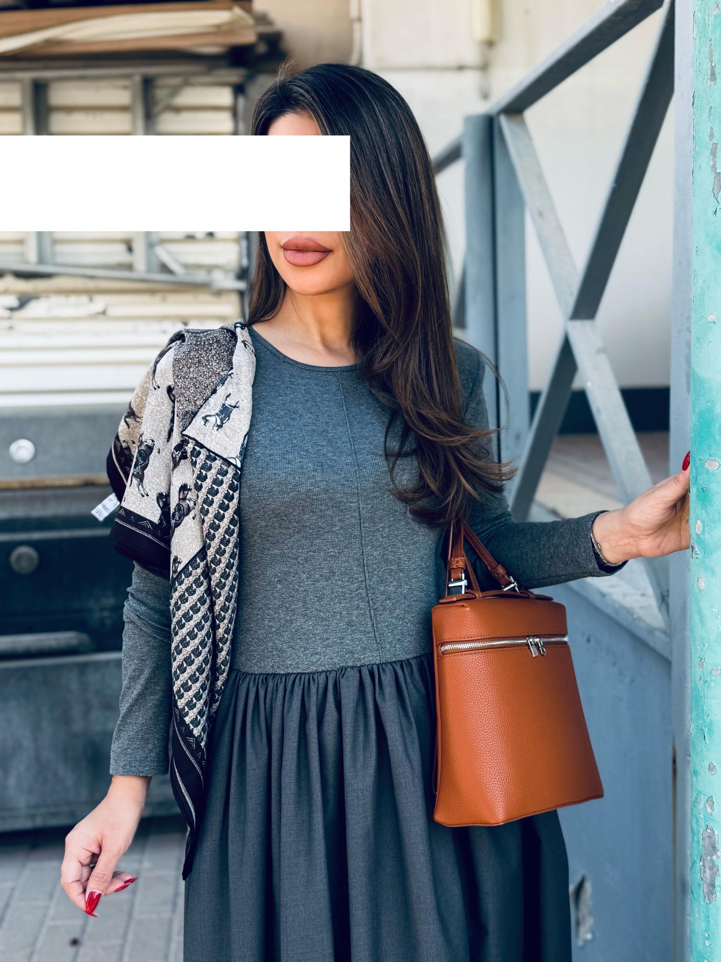 Winter Dress - Midi x Grey x scarf