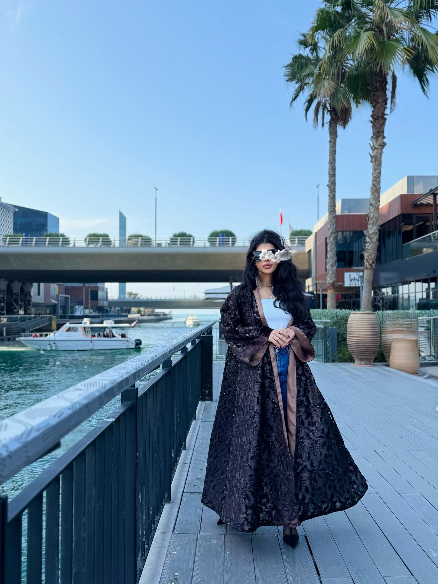 Velvet Bisht - Black x Brown x cutouts & Embellishments