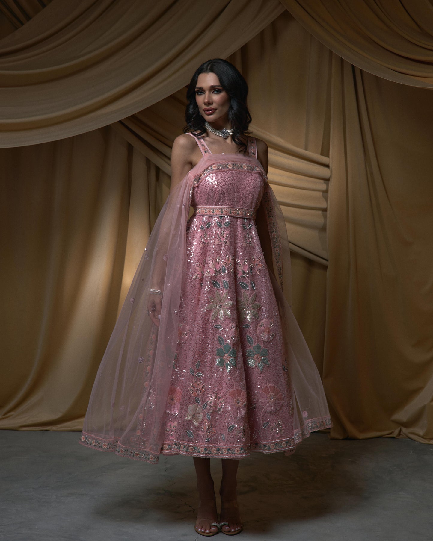 Short Sequin Jelwa Dress- Rose Pink