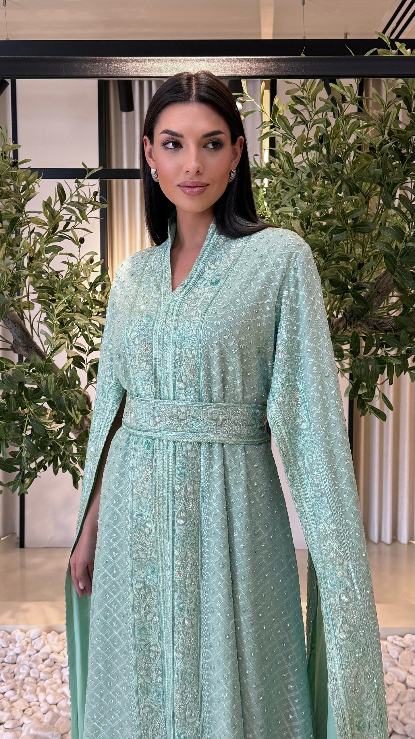 Cape Sleeves Jelwa Kaftan-Aqua