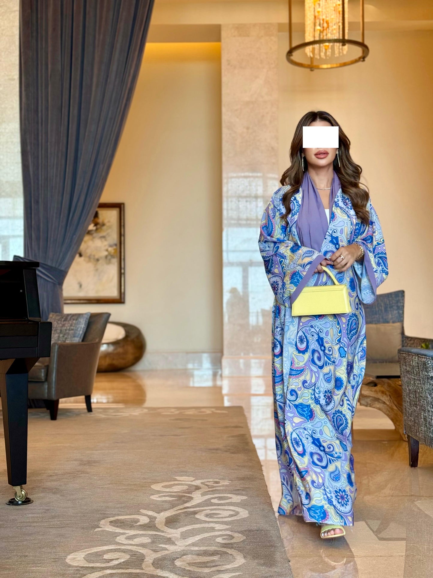 Summer Abaya - Purple Prints