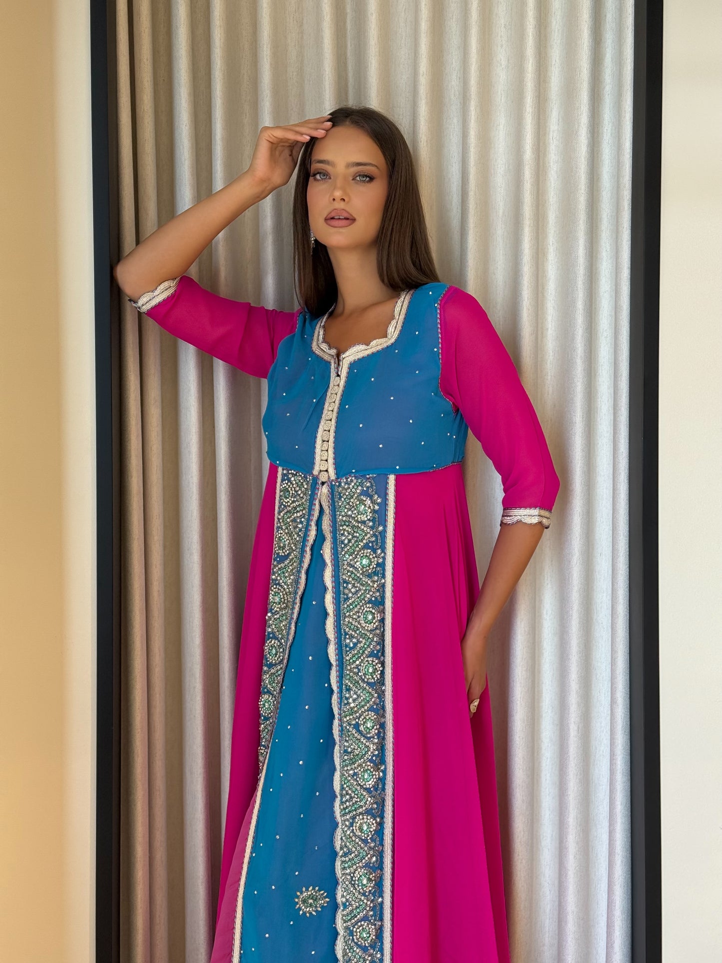 Morrocan Kaftan- Fuschia x Blue