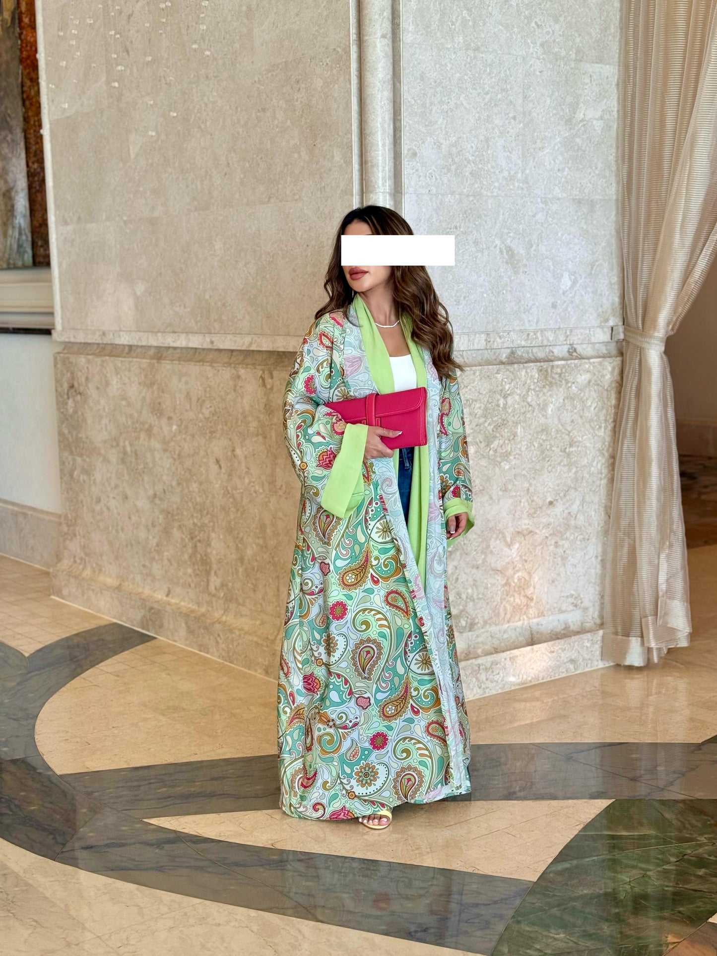 Summer Abaya - Green Prints