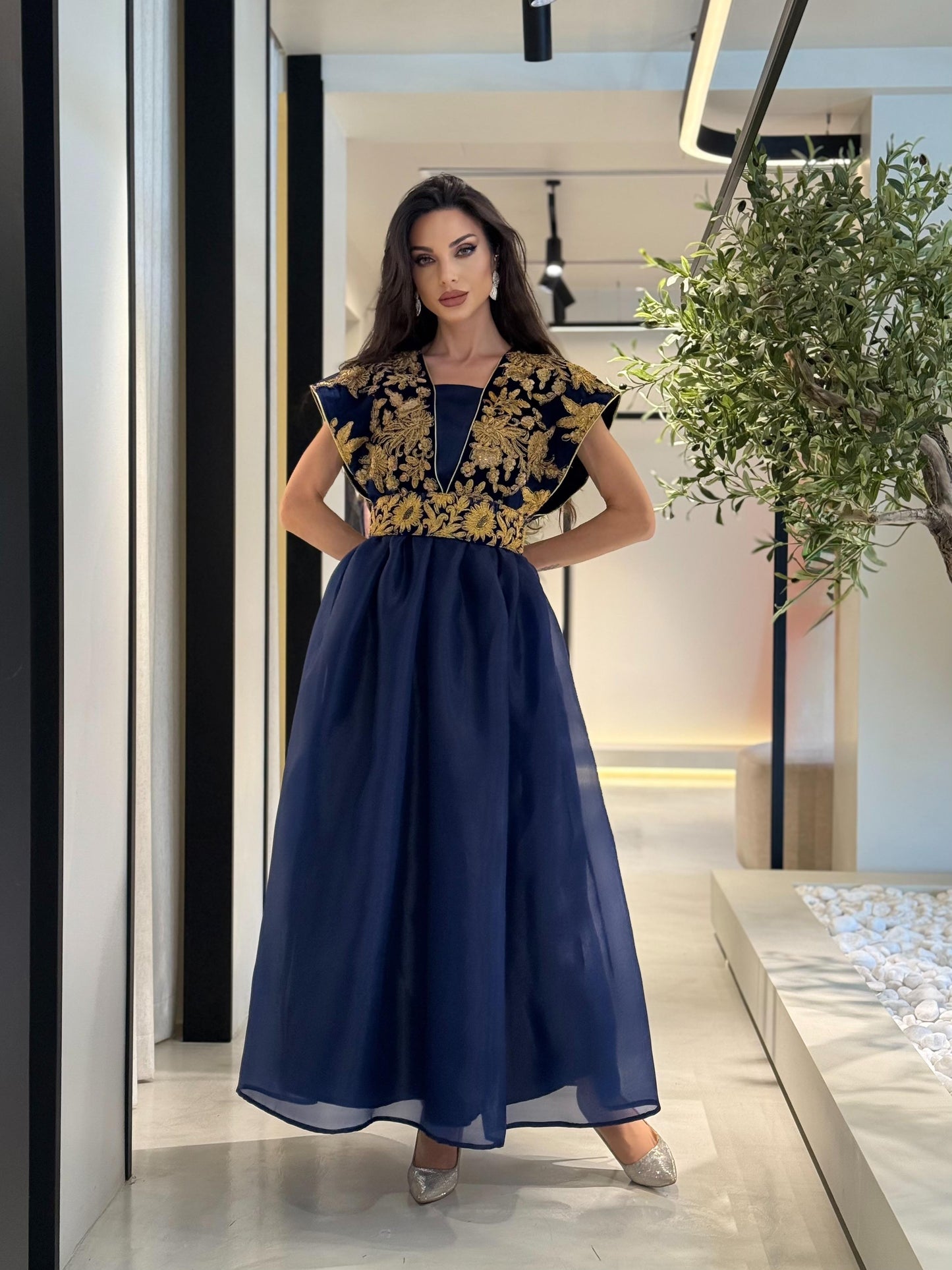 Organza Jelwa Navy Dress