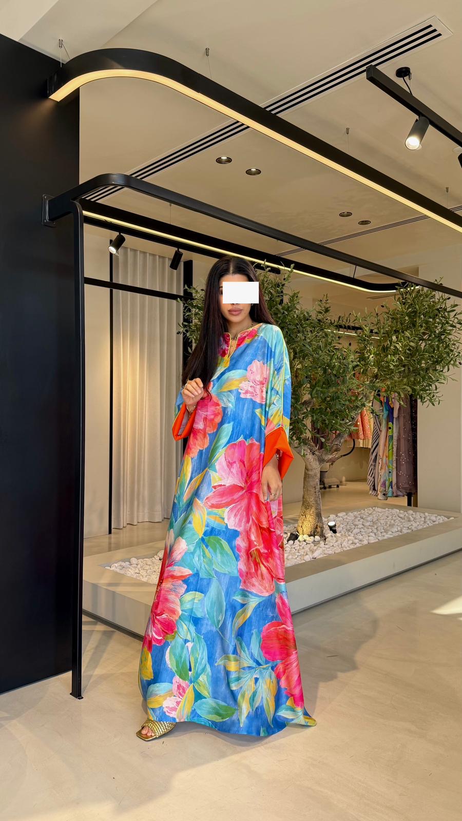Summer floral kaftan - Red X Blue Florals