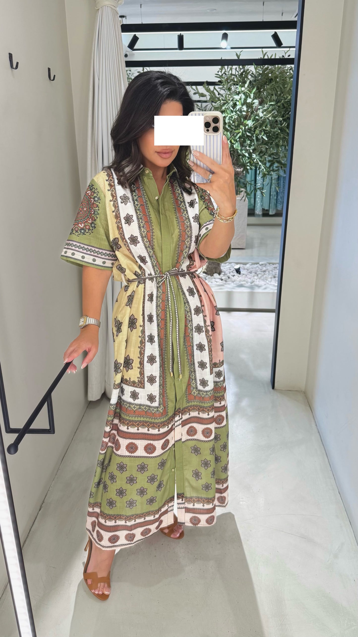 Summer Collection - Green printed linen dress