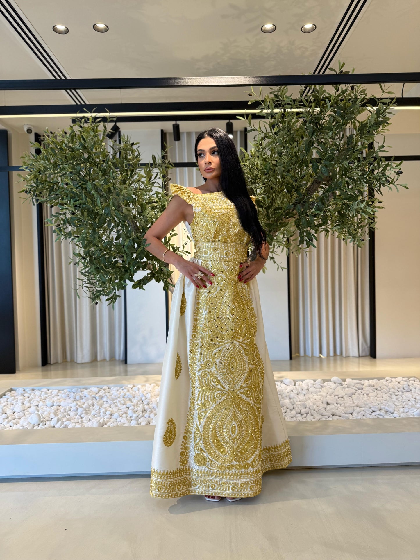 Jelwa Nashel Dress - white x gold