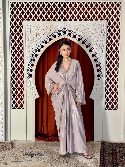 Velvet Draped Kaftan- Cream