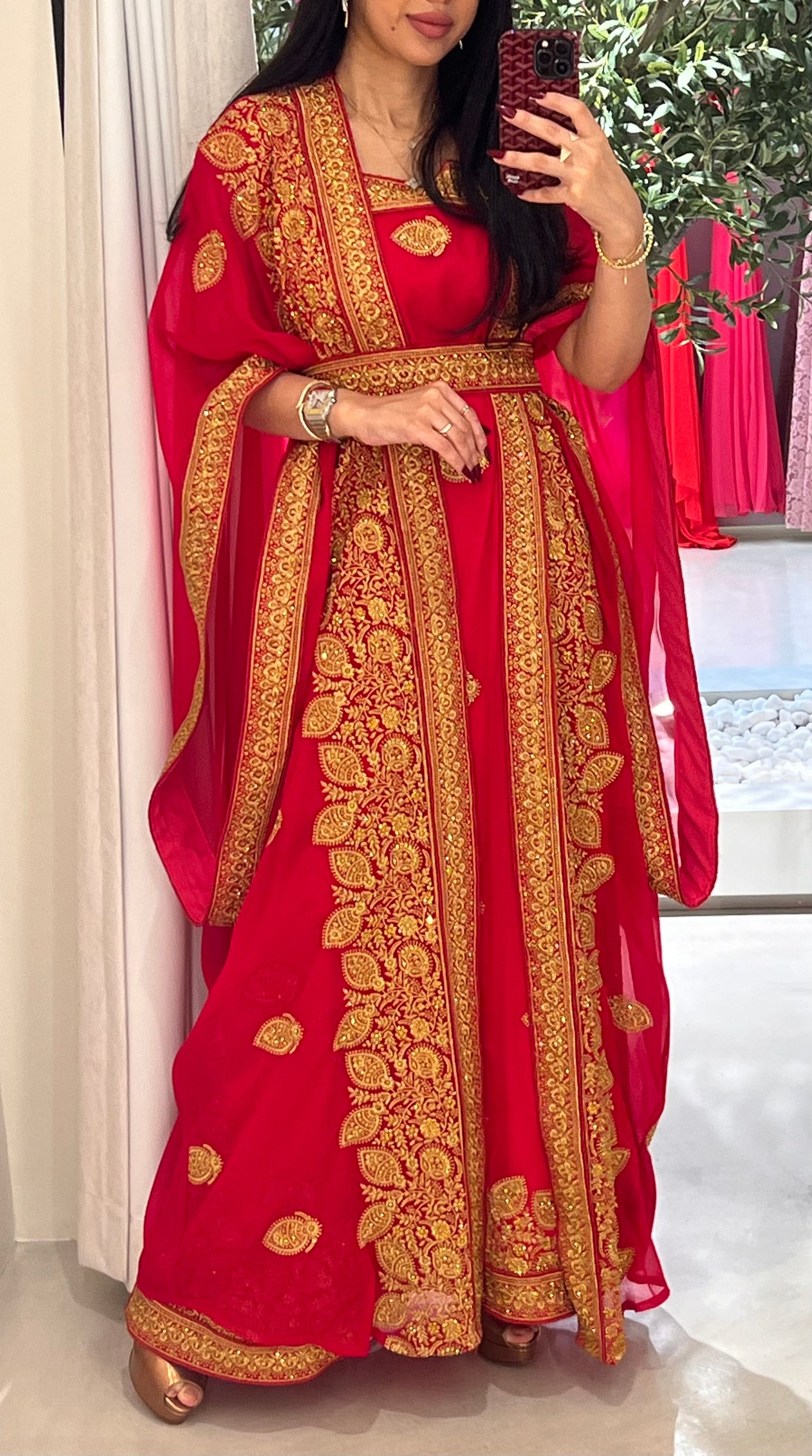 Nashel Jelwa kaftan - Red