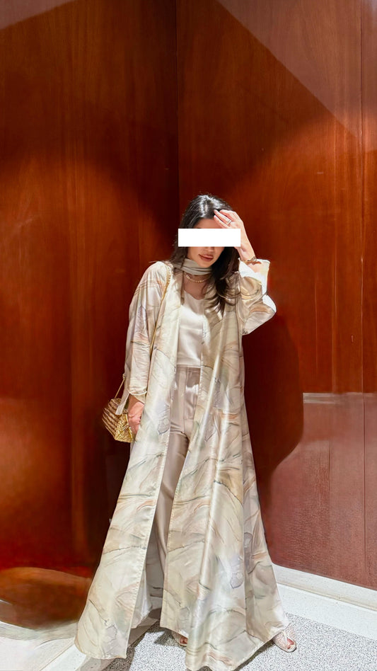 Silky motion Abaya -Beige