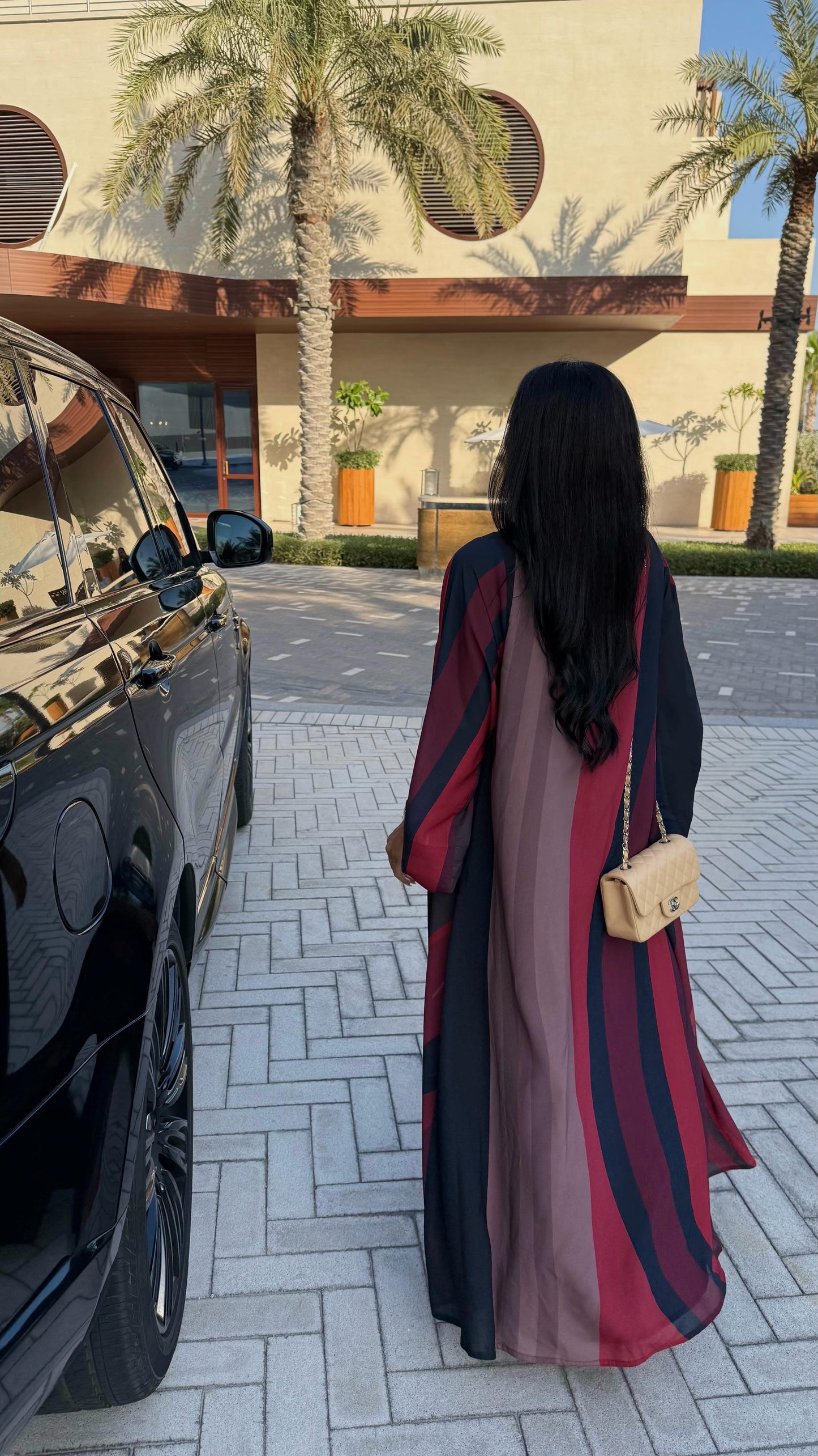 The Double Printed Chiffoun Abaya -Maroon