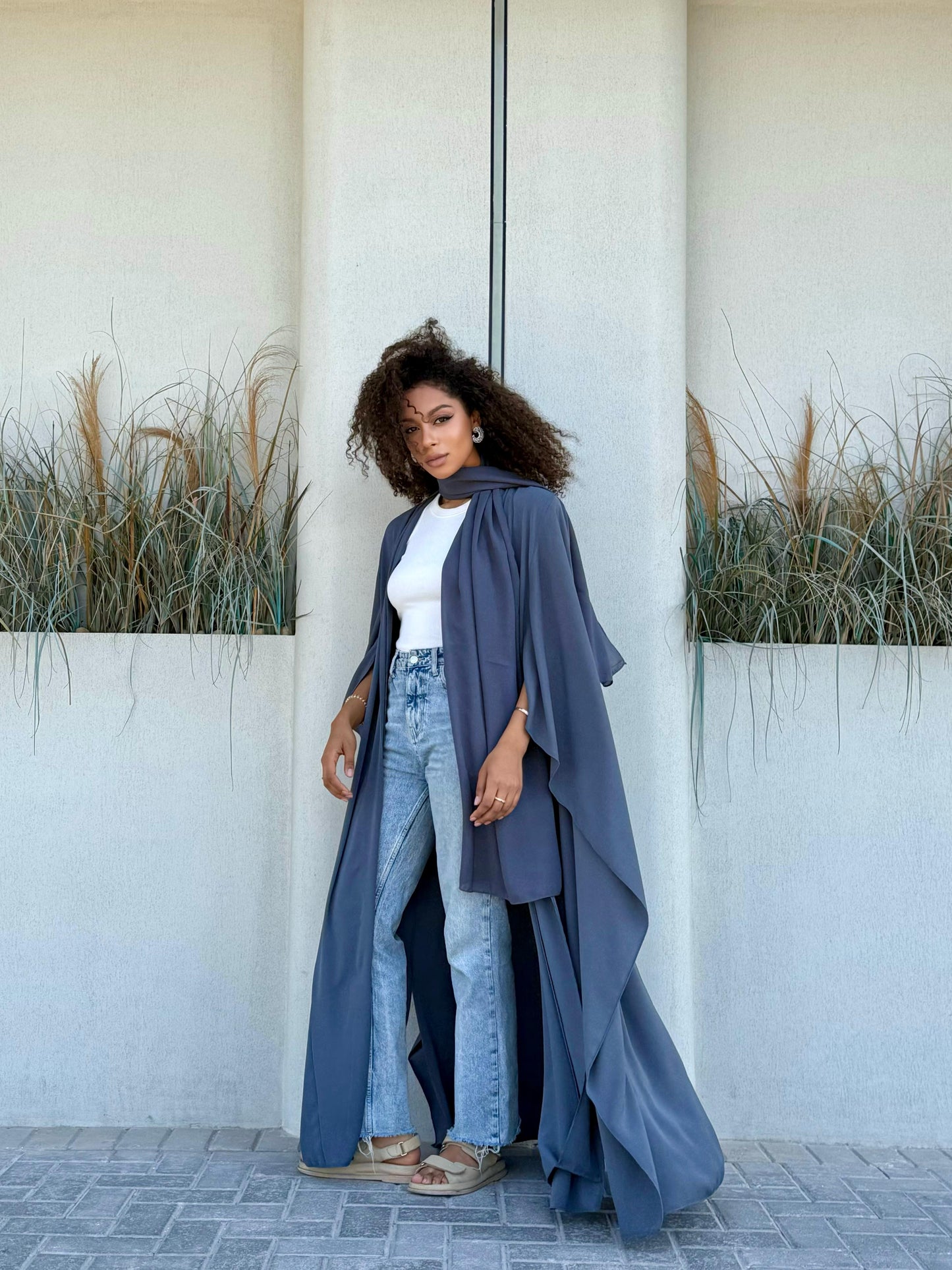 Drapes Abaya- Grey
