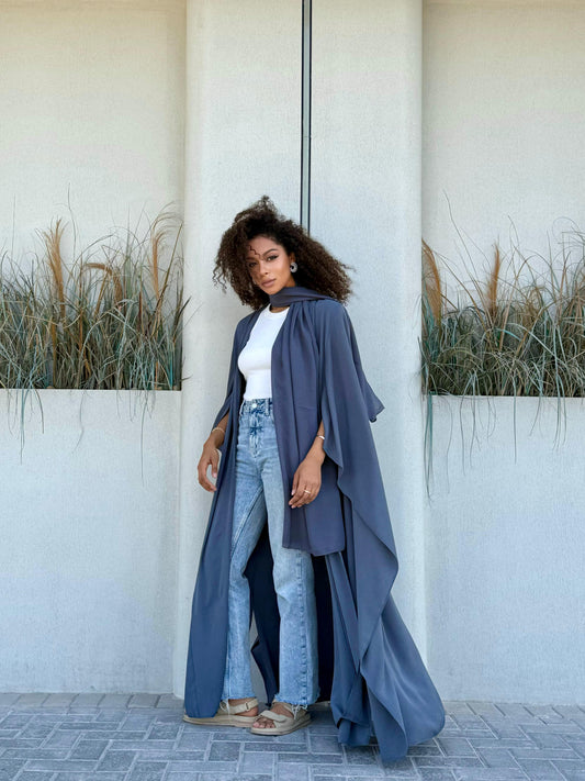 Drapes Abaya- Grey