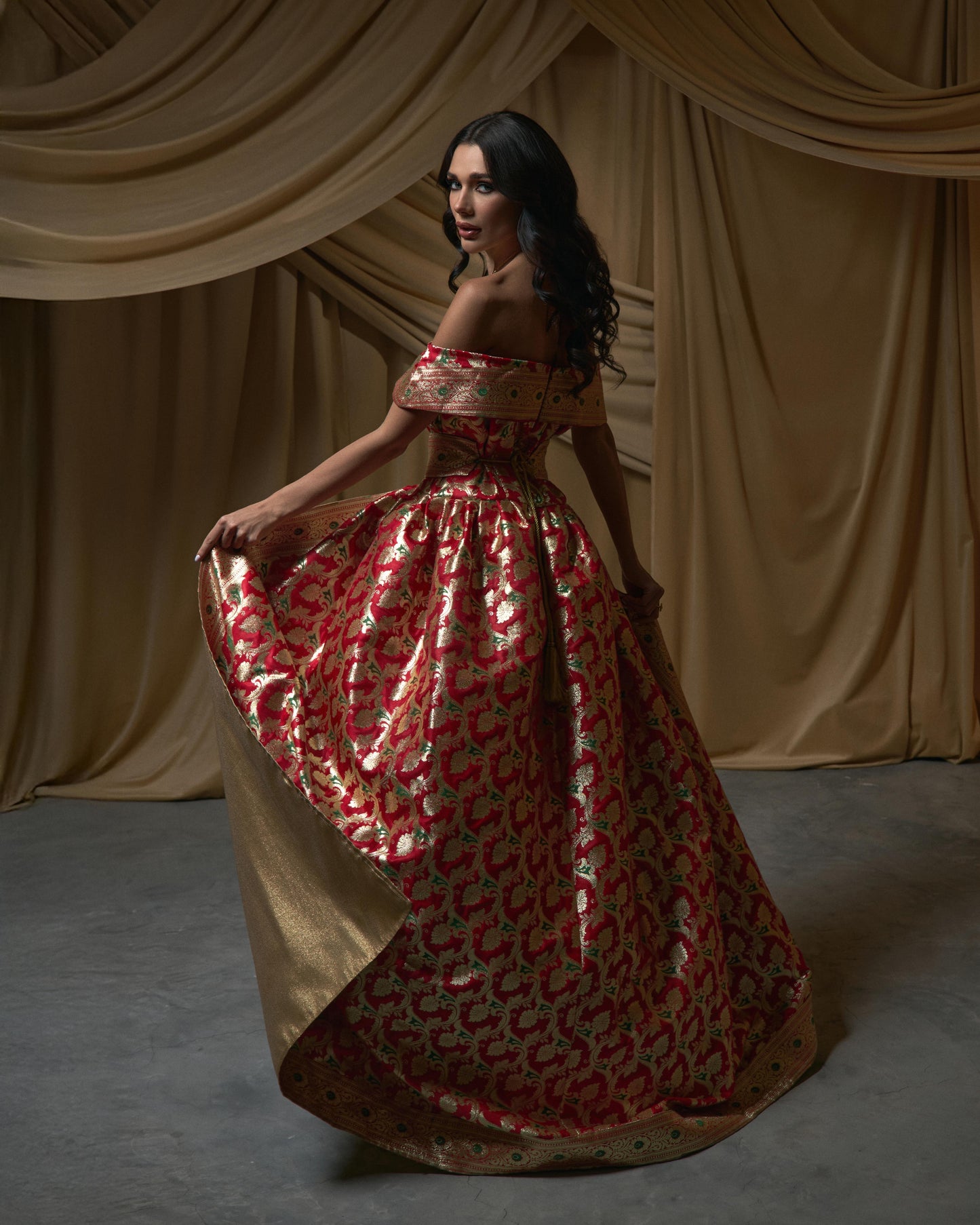 Brocade Bridal- Red x Gold
