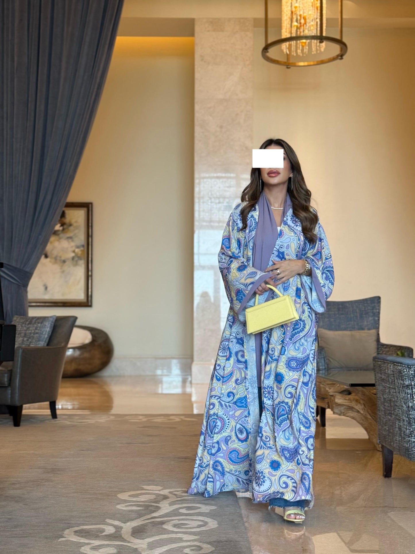Summer Abaya - Purple Prints
