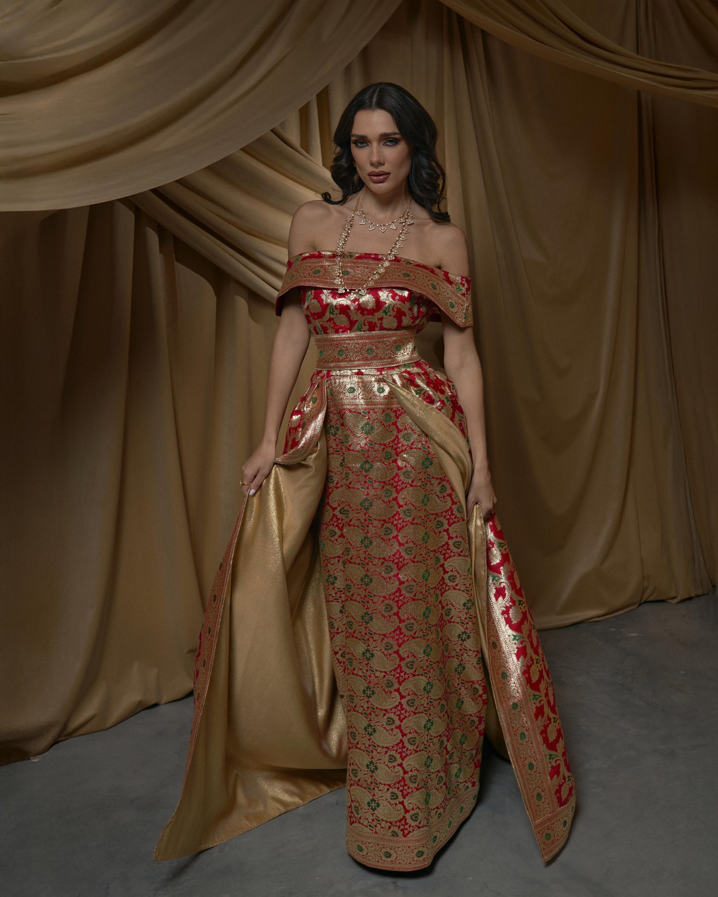 Brocade Bridal- Red x Gold