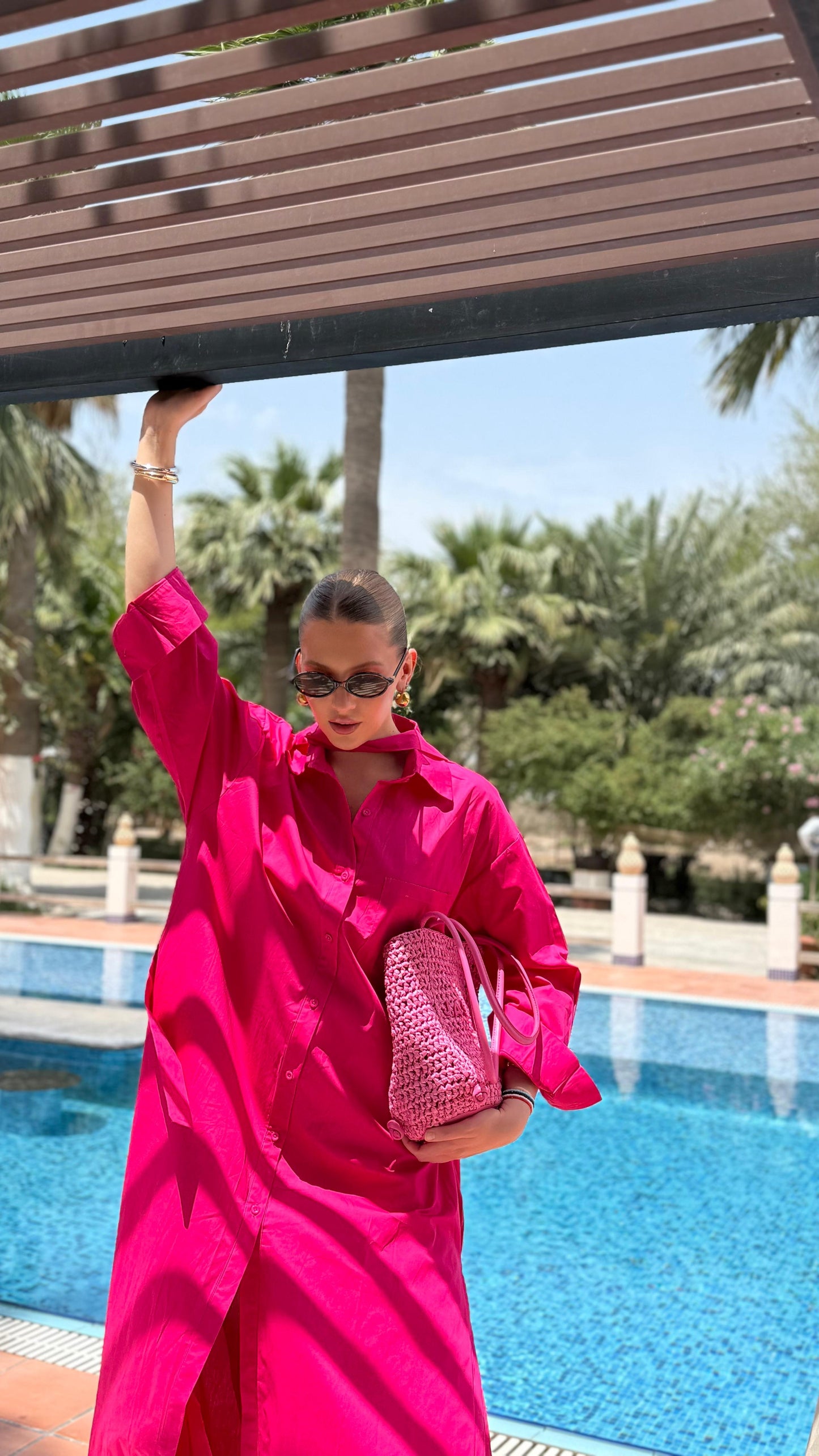 TT Summer Longline Shirt/Dress- Fuschia