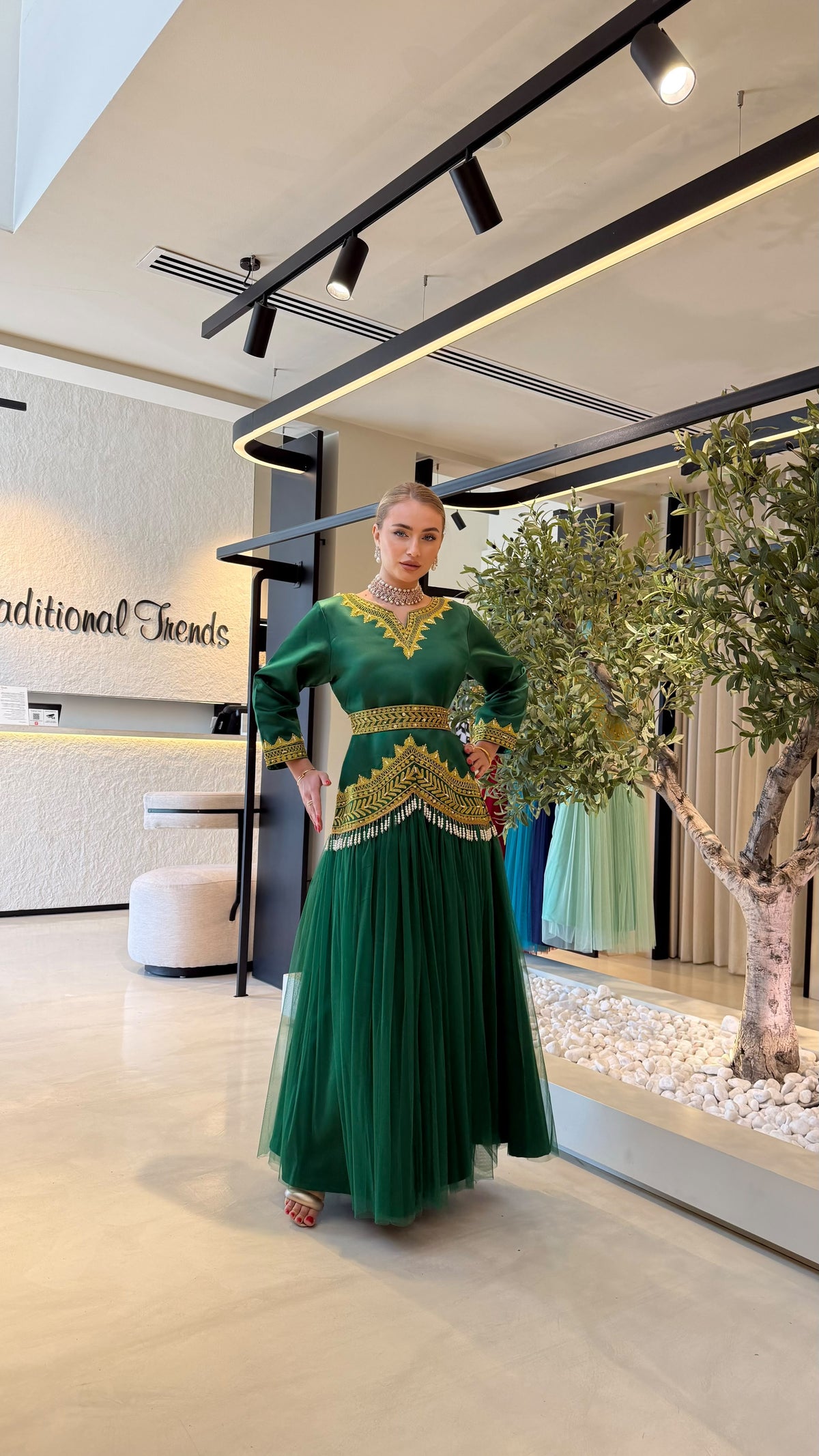 Nashel Jelwa Dress X Tulle x Pearls -Forest Green